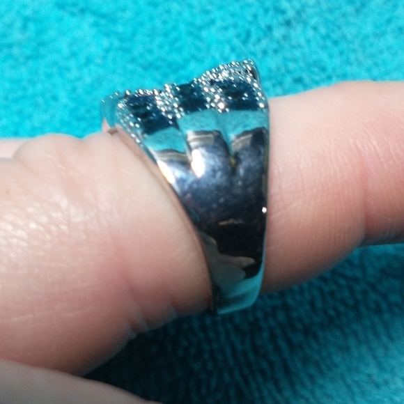 Silvertone blue stone weave ring wide - Picture 4 of 4